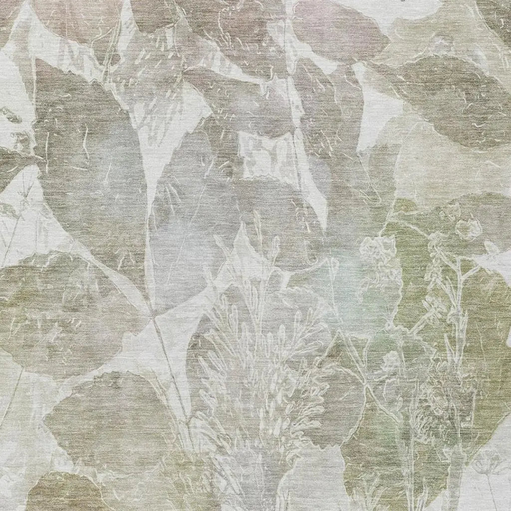 3' X 5' Taupe And Brown Botanical Leaves Washable Indoor Outdoor Area Rug Homeroots Outdoor