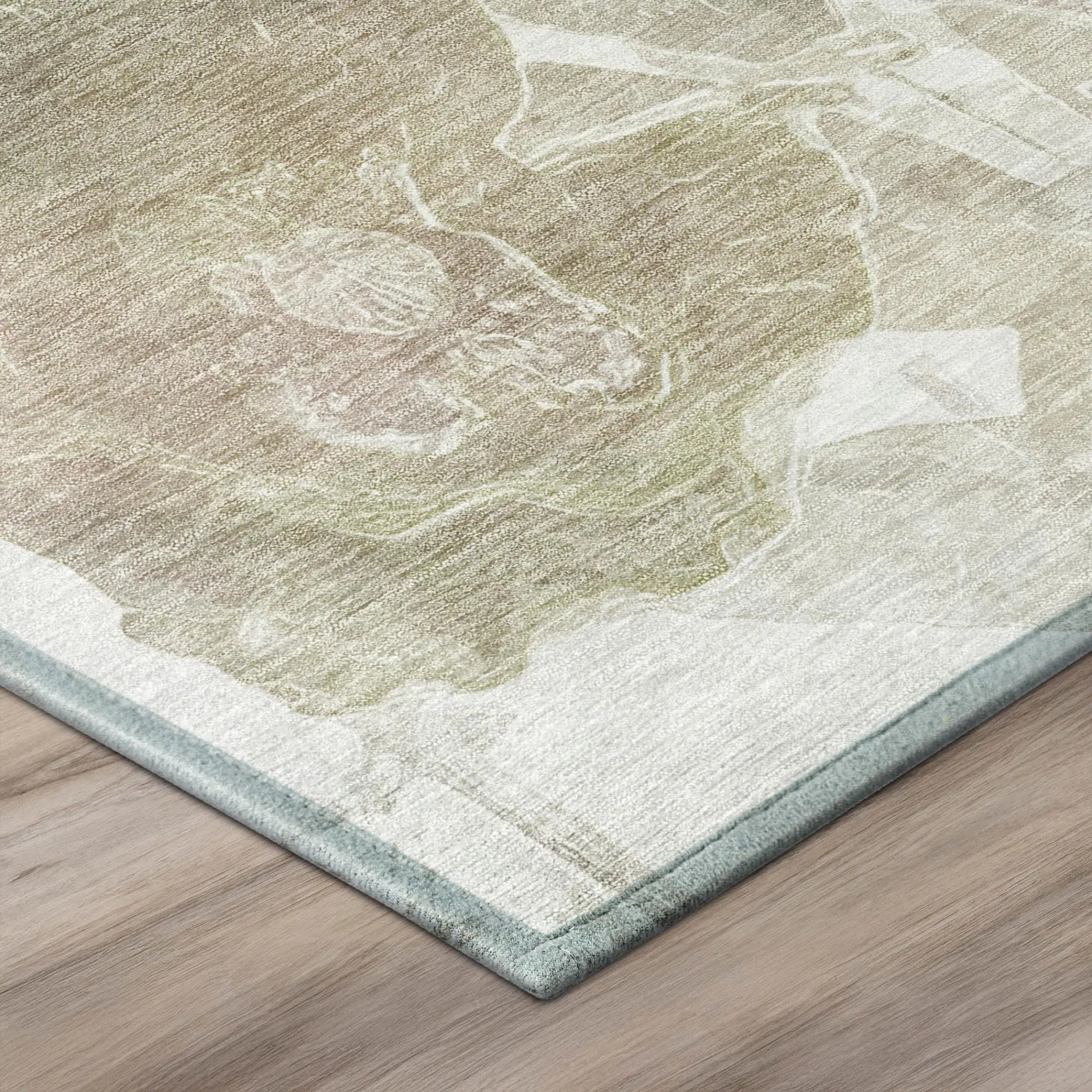 3' X 5' Taupe And Brown Botanical Leaves Washable Indoor Outdoor Area Rug Homeroots Outdoor