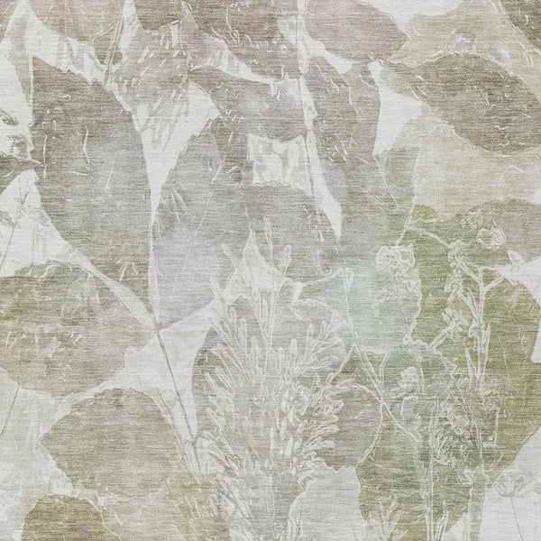 3' X 5' Taupe And Brown Botanical Leaves Washable Indoor Outdoor Area Rug Homeroots Outdoor