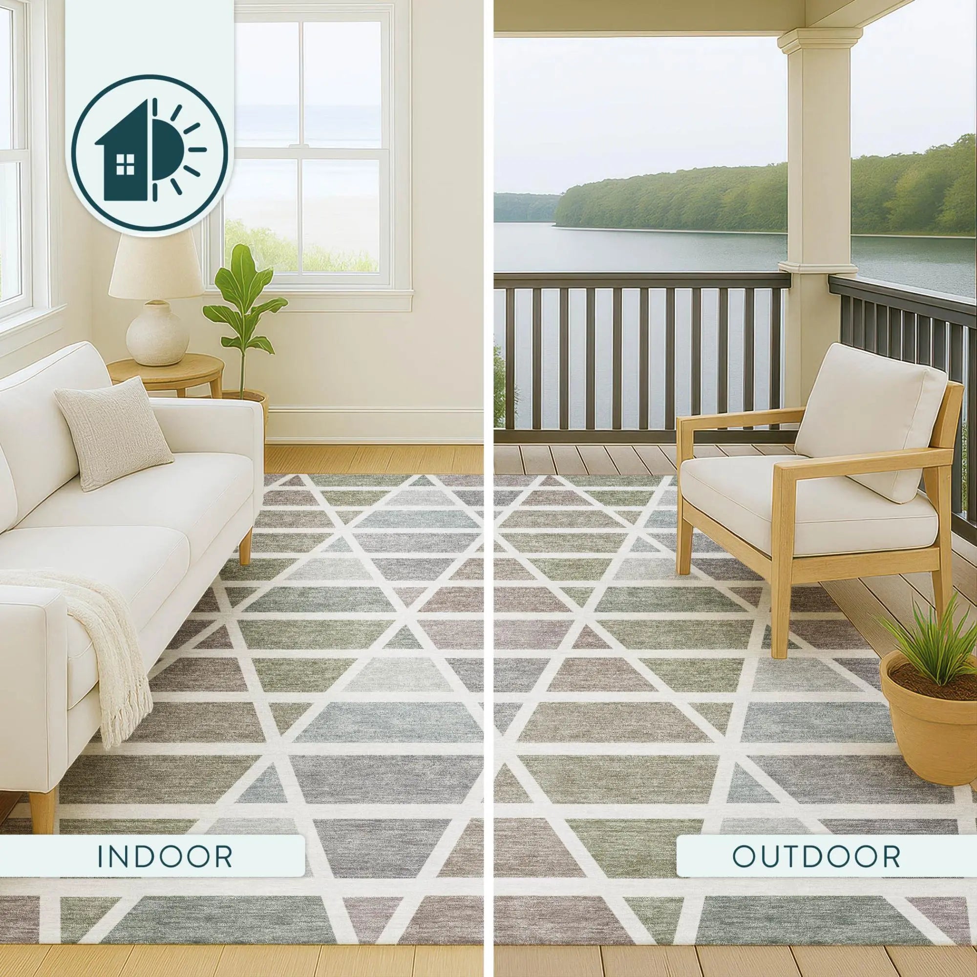 3' X 5' Taupe And Brown Geometric Washable Indoor Outdoor Area Rug Homeroots Outdoor