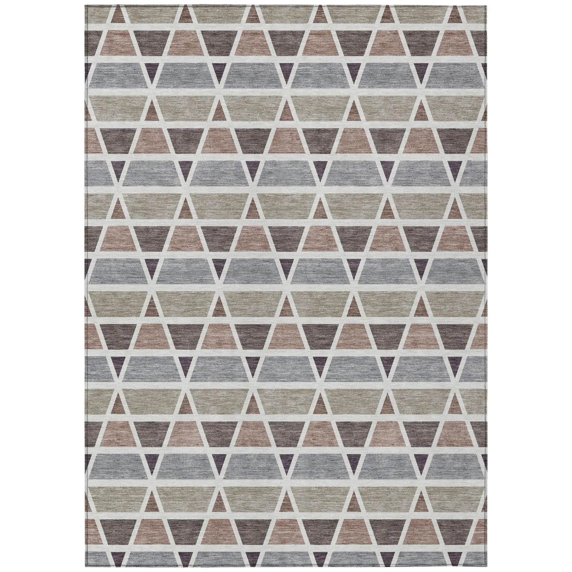 3' X 5' Taupe And Brown Geometric Washable Indoor Outdoor Area Rug Homeroots Outdoor