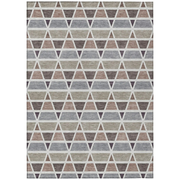 3' X 5' Taupe And Brown Geometric Washable Indoor Outdoor Area Rug Homeroots Outdoor