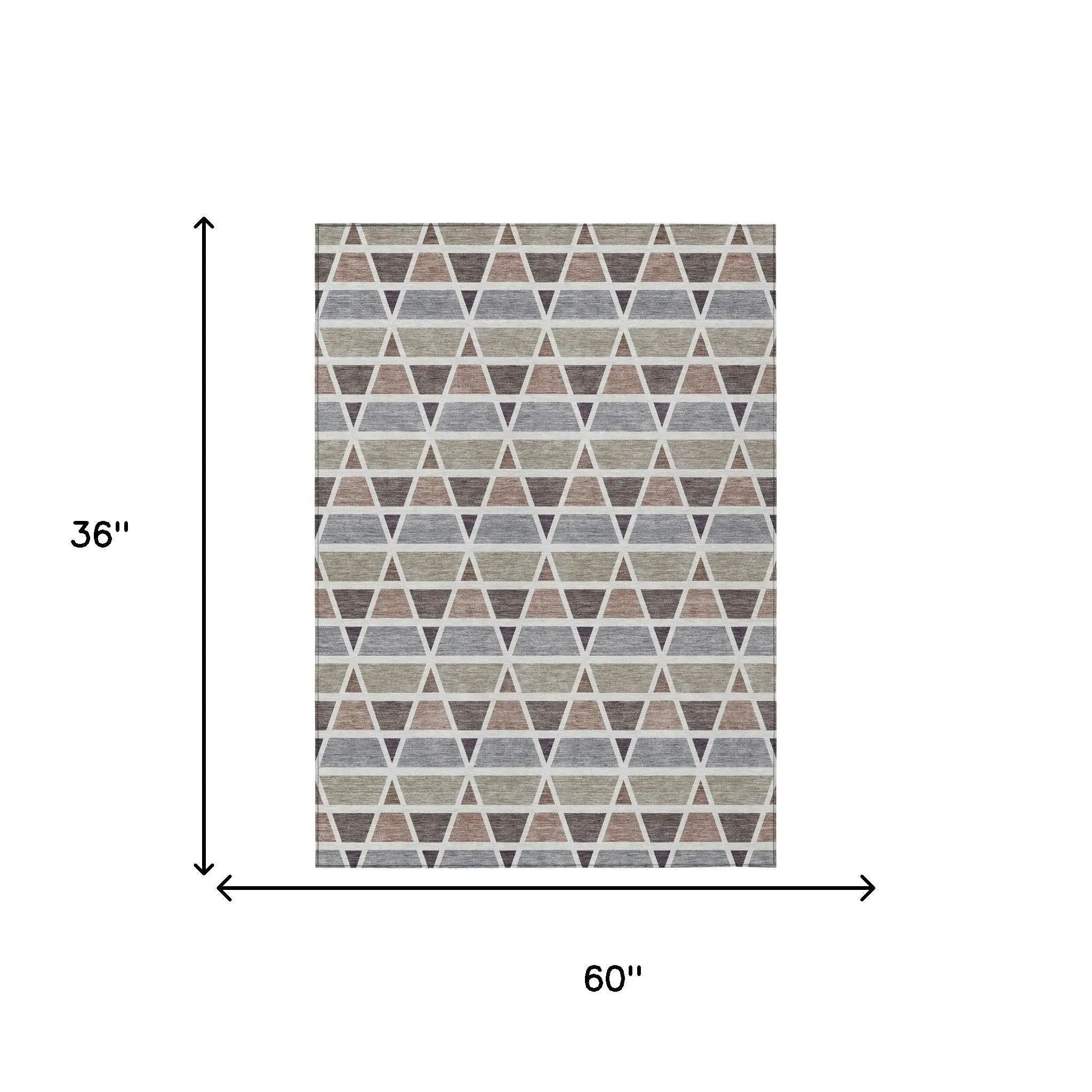 3' X 5' Taupe And Brown Geometric Washable Indoor Outdoor Area Rug Homeroots Outdoor