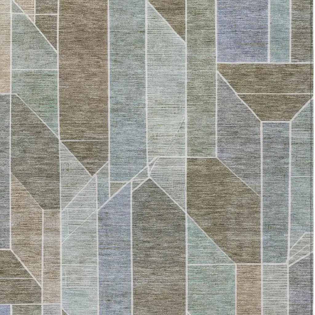 3' X 5' Taupe And Brown Geometric Washable Indoor Outdoor Area Rug Homeroots Outdoor
