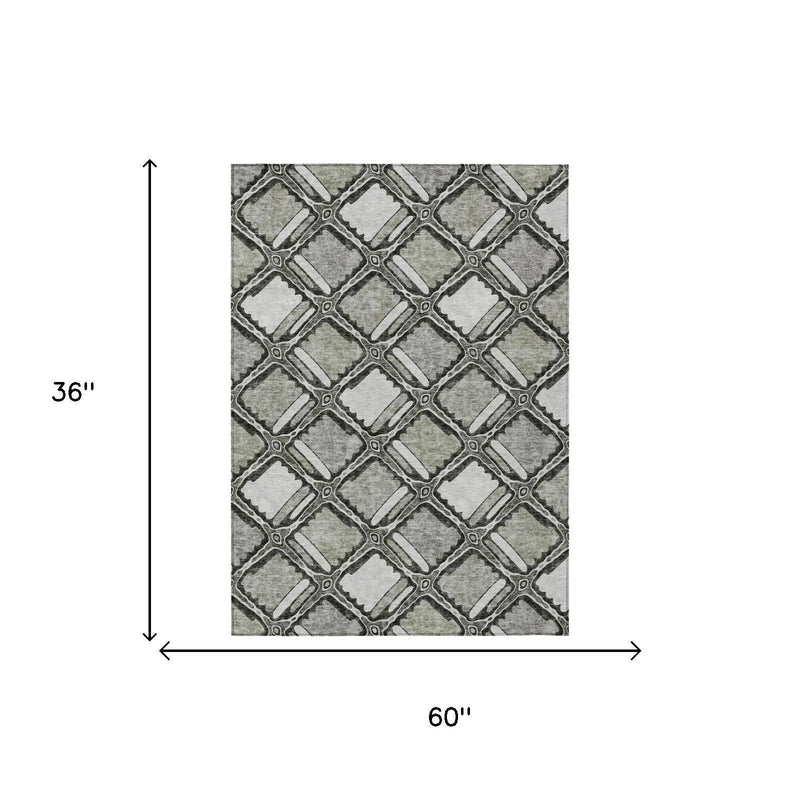 3' X 5' Taupe And Brown Geometric Washable Indoor Outdoor Area Rug Homeroots Outdoor