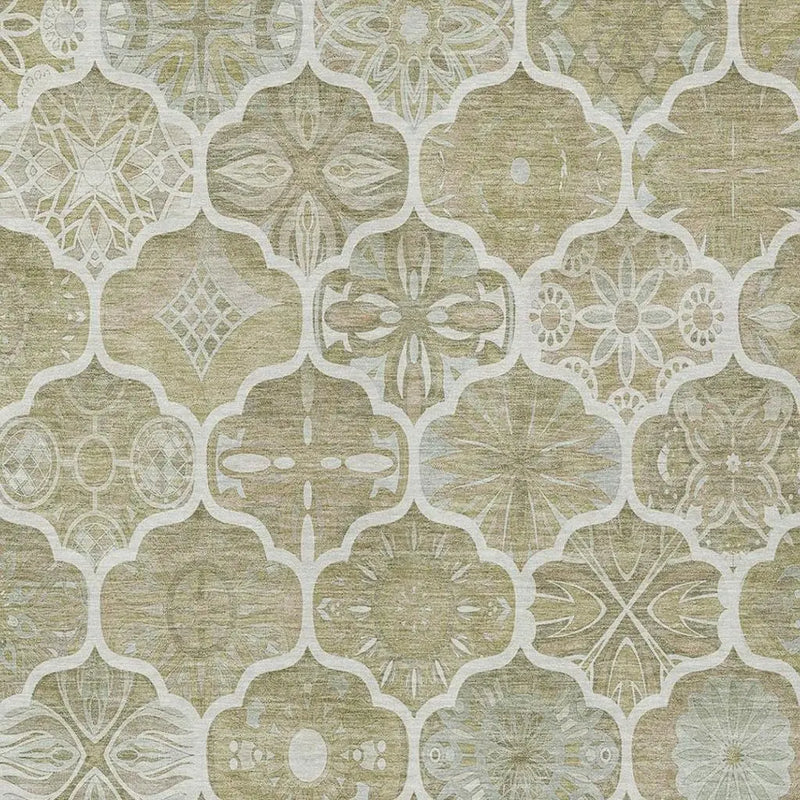 3' X 5' Taupe And Brown Ogee Washable Indoor Outdoor Area Rug Homeroots Outdoor