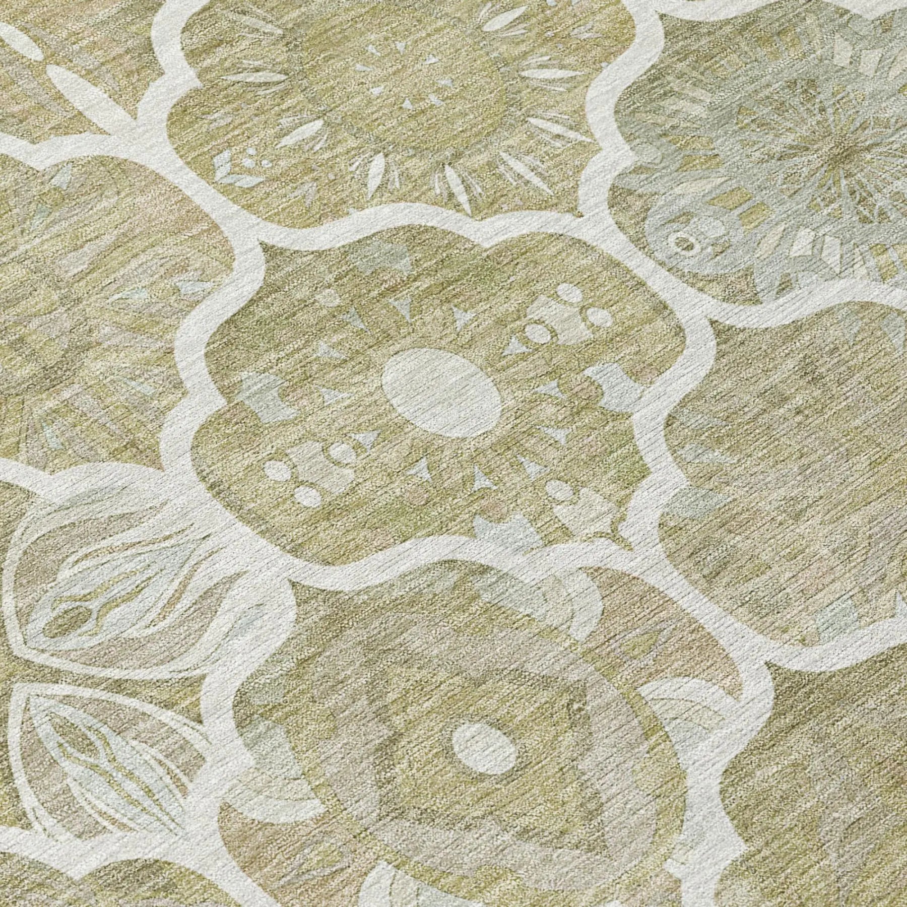 3' X 5' Taupe And Brown Ogee Washable Indoor Outdoor Area Rug Homeroots Outdoor