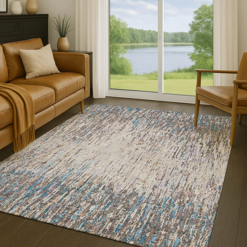 3' X 5' Taupe And Brown Striped Washable Indoor Outdoor Area Rug Homeroots Outdoor