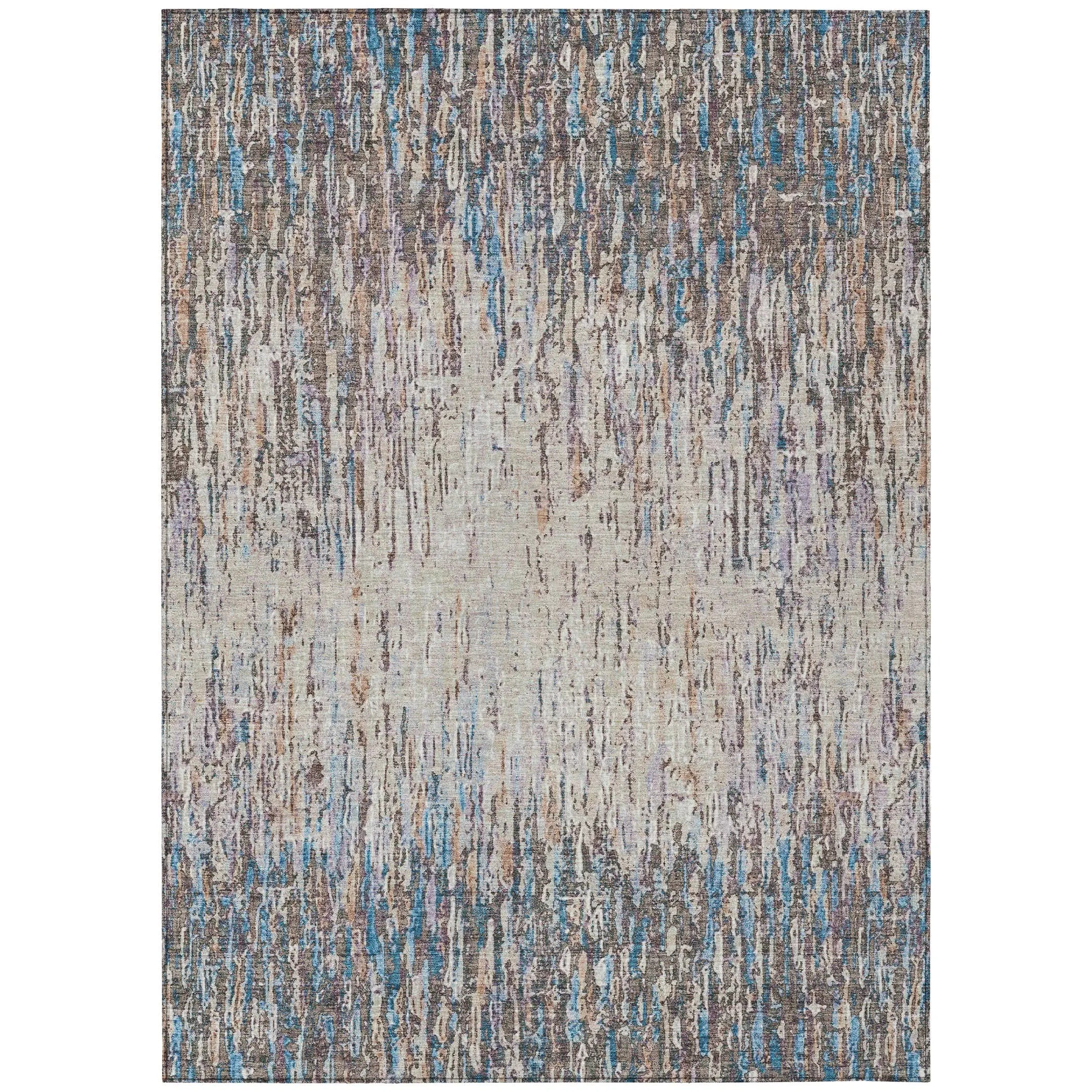 3' X 5' Taupe And Brown Striped Washable Indoor Outdoor Area Rug Homeroots Outdoor