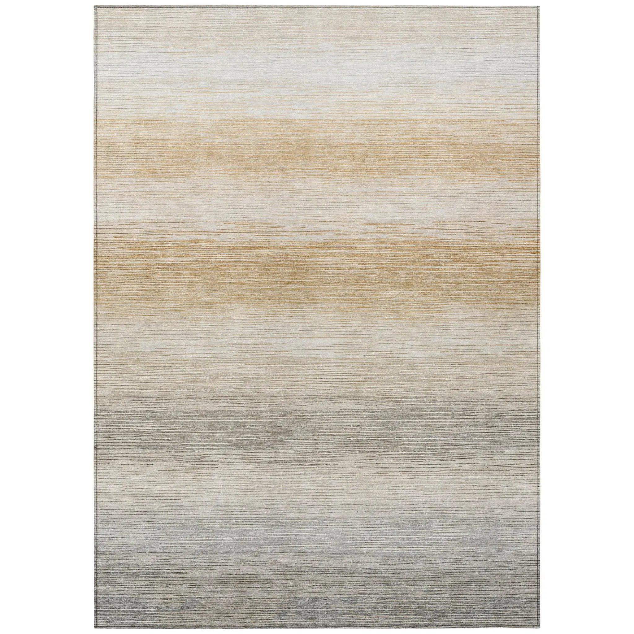 3' X 5' Taupe And Brown Striped Washable Indoor Outdoor Area Rug Homeroots Outdoor