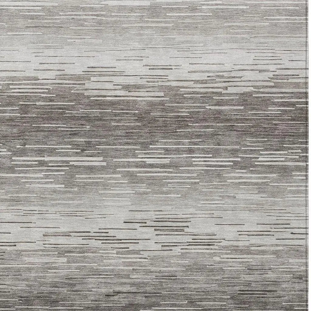 3' X 5' Taupe And Brown Striped Washable Indoor Outdoor Area Rug Homeroots Outdoor
