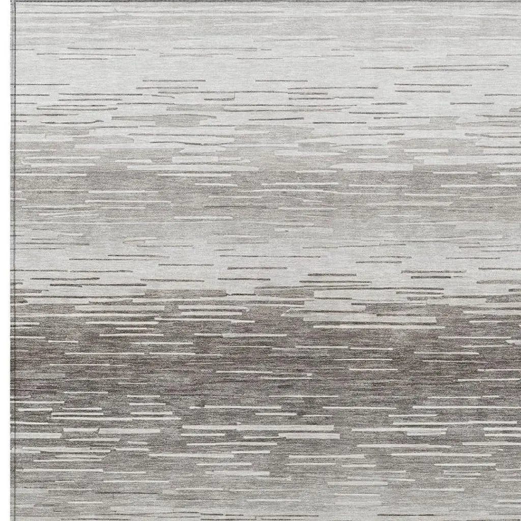 3' X 5' Taupe And Brown Striped Washable Indoor Outdoor Area Rug Homeroots Outdoor