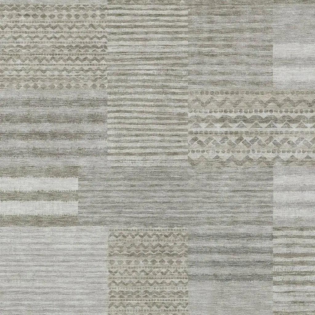 3' X 5' Taupe And Brown Striped Washable Indoor Outdoor Area Rug Homeroots Outdoor