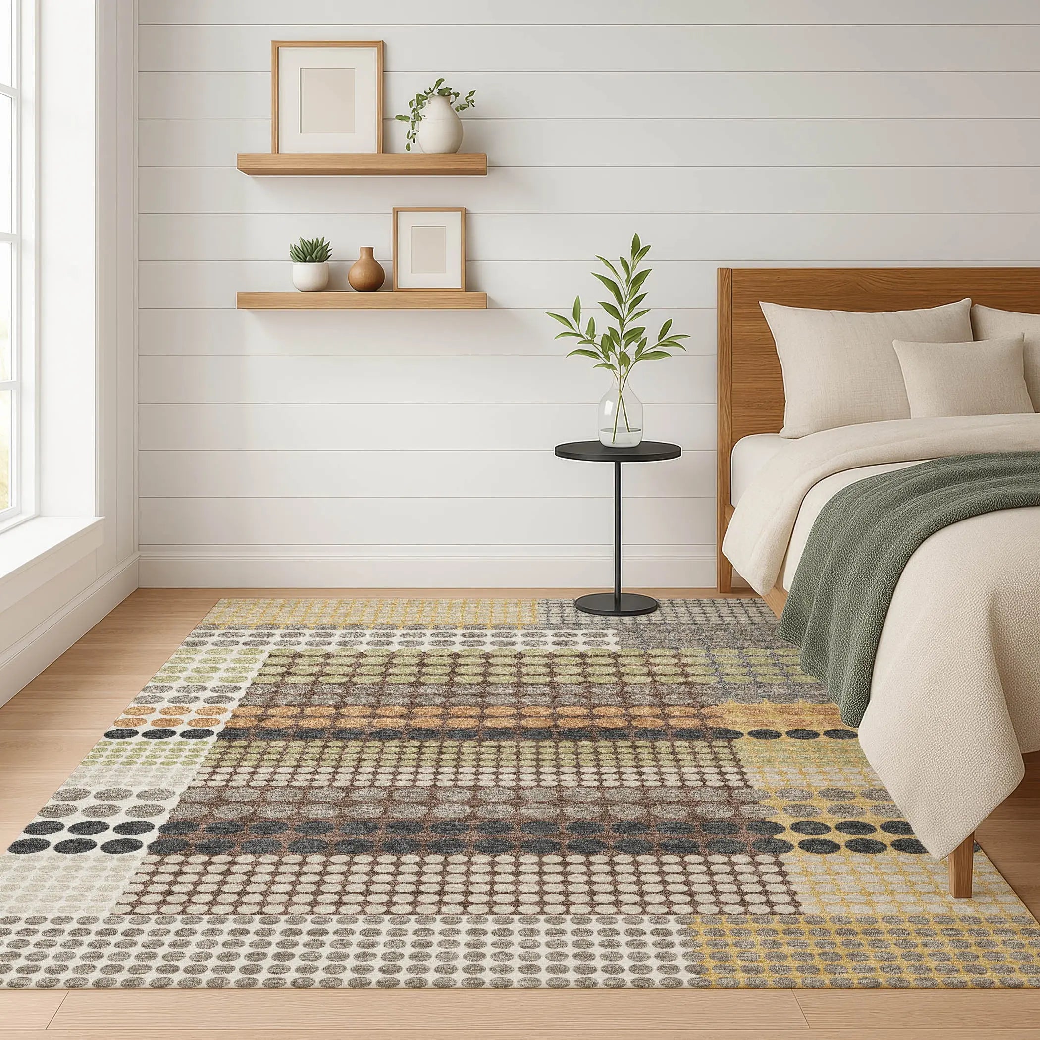 3' X 5' Taupe And Gold Geometric Washable Indoor Outdoor Area Rug Homeroots Outdoor