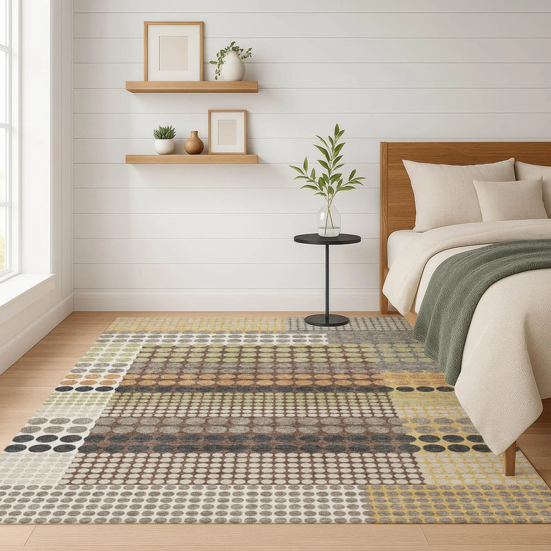 3' X 5' Taupe And Gold Geometric Washable Indoor Outdoor Area Rug Homeroots Outdoor