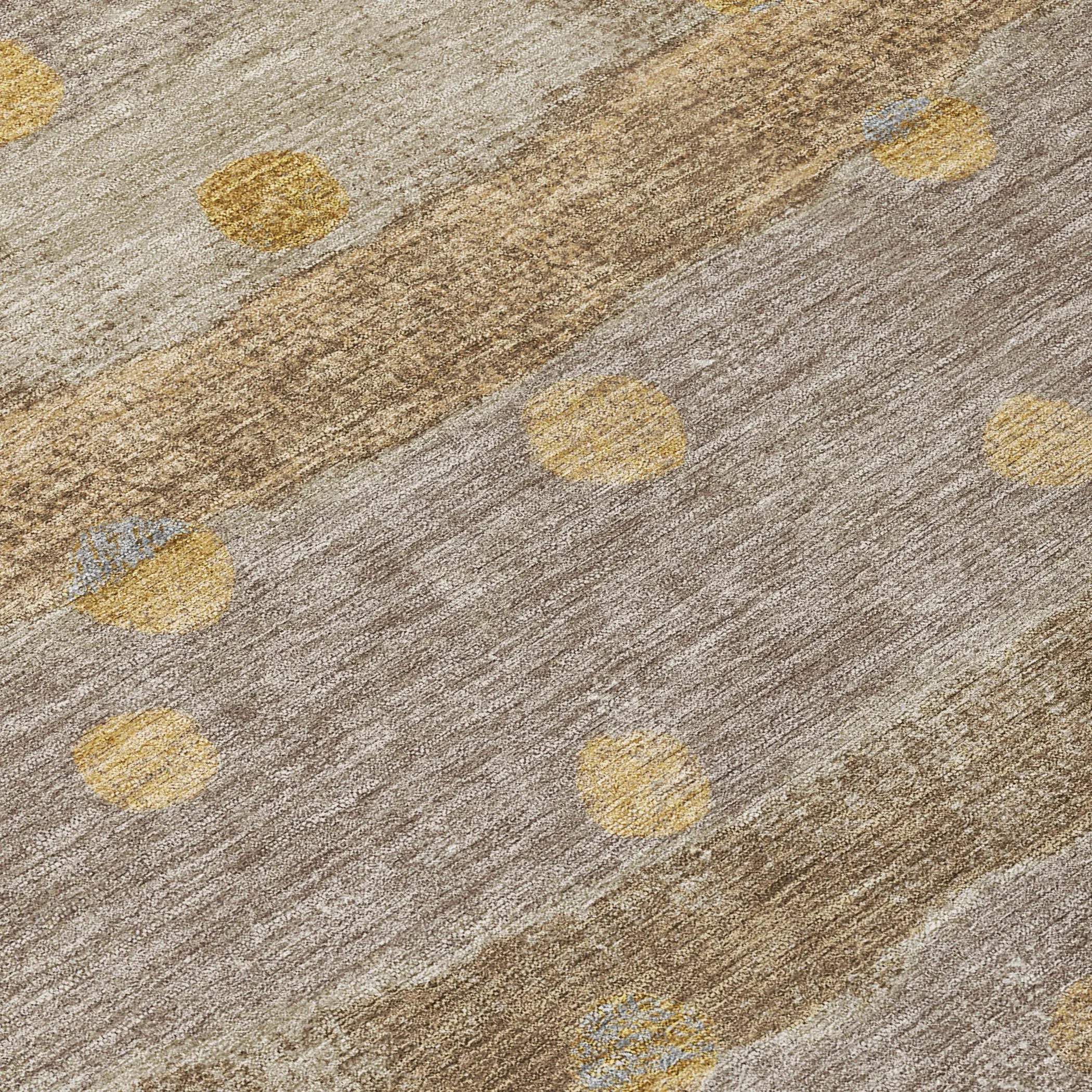 3' X 5' Taupe And Gold Striped Washable Indoor Outdoor Area Rug Homeroots Outdoor