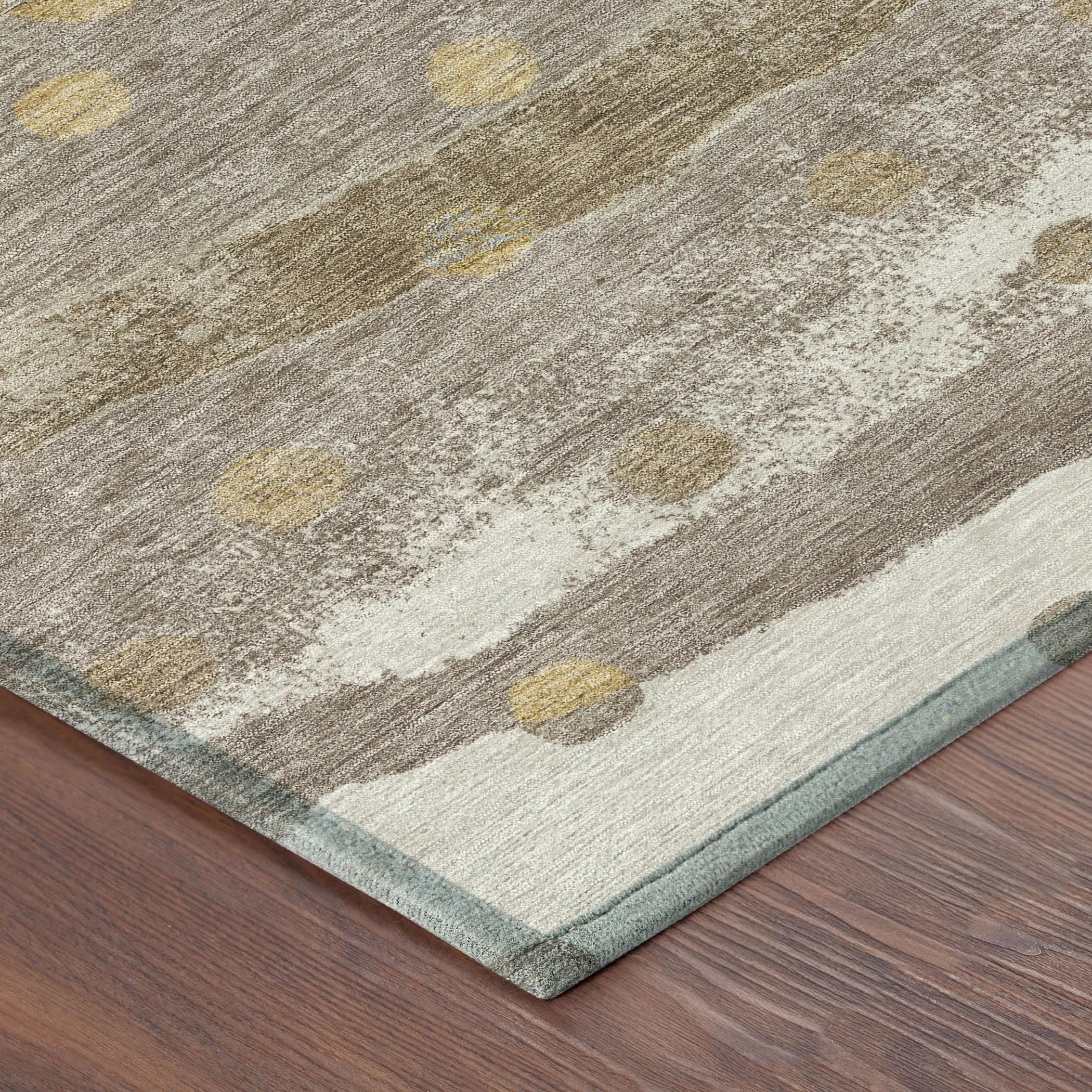 3' X 5' Taupe And Gold Striped Washable Indoor Outdoor Area Rug Homeroots Outdoor