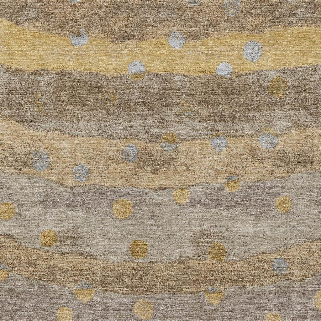 3' X 5' Taupe And Gold Striped Washable Indoor Outdoor Area Rug Homeroots Outdoor