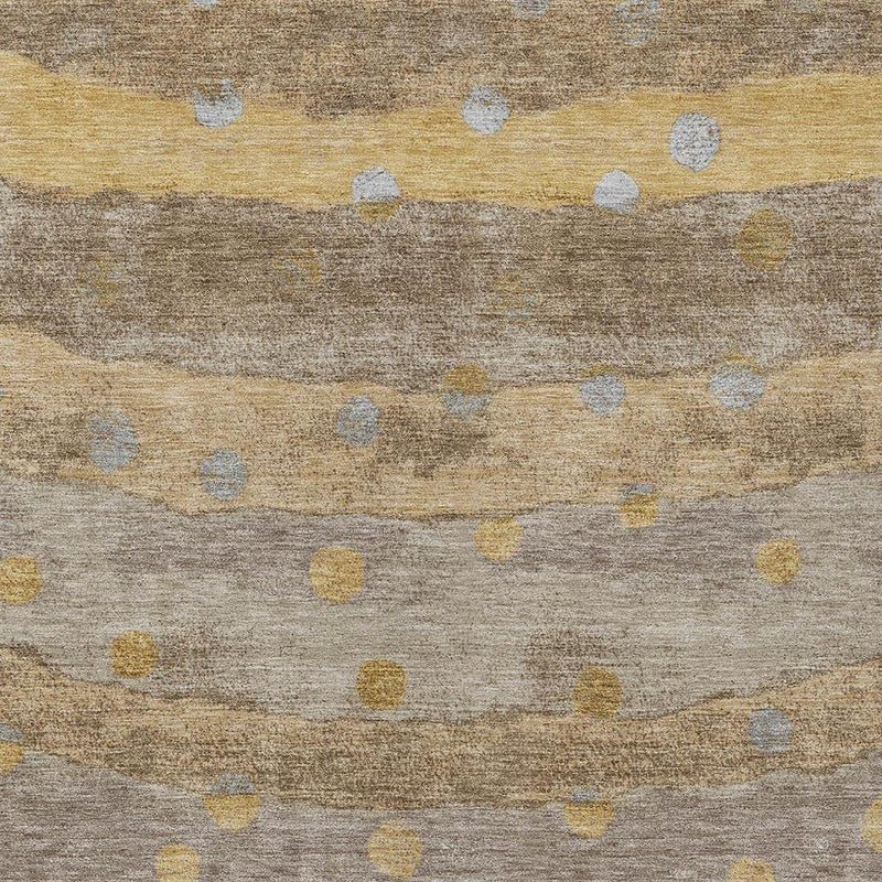 3' X 5' Taupe And Gold Striped Washable Indoor Outdoor Area Rug Homeroots Outdoor