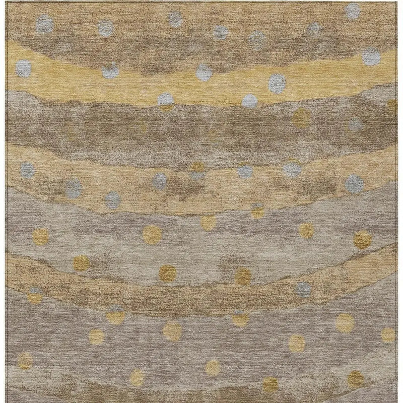 3' X 5' Taupe And Gold Striped Washable Indoor Outdoor Area Rug Homeroots Outdoor