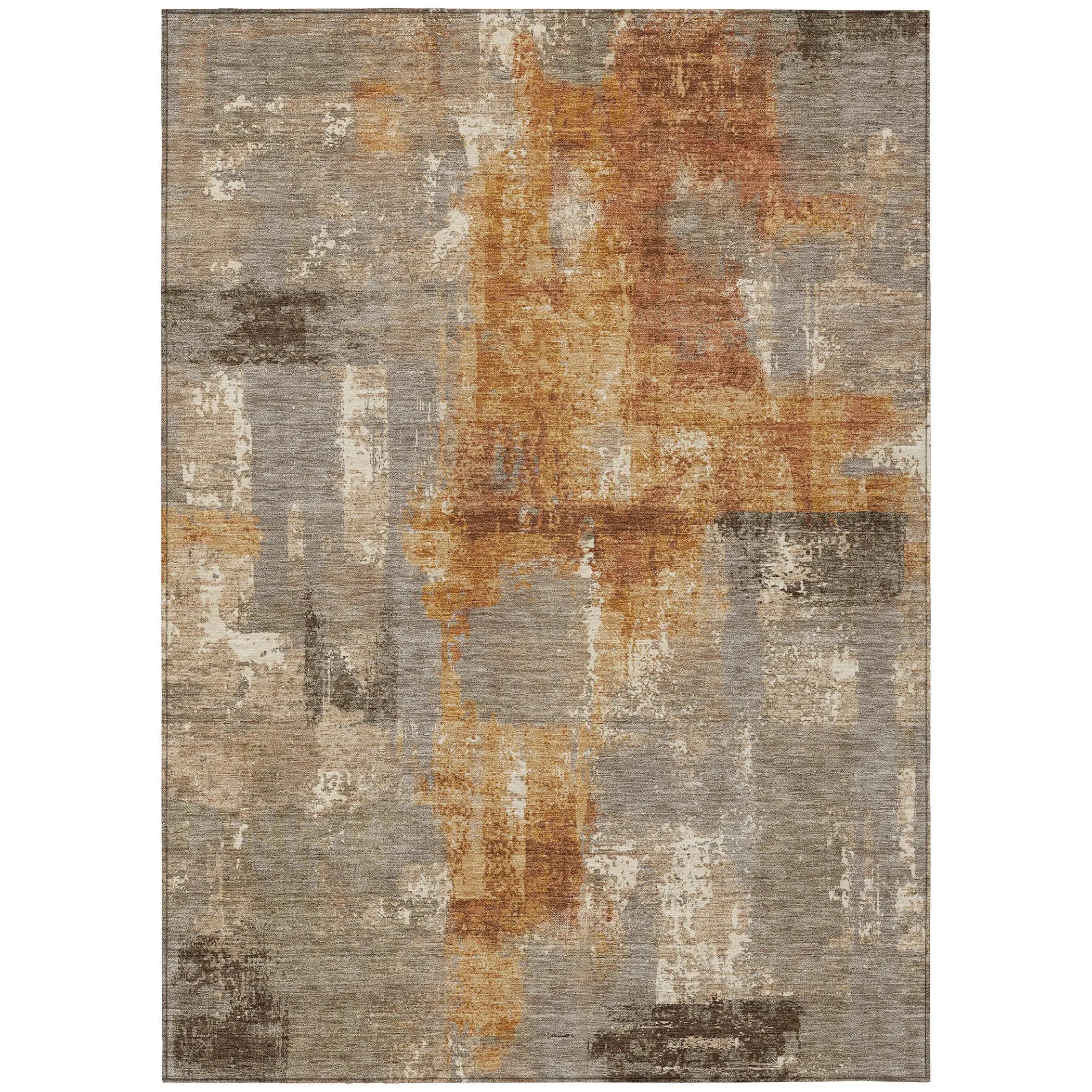 3' X 5' Taupe And Gray Abstract Washable Indoor Outdoor Area Rug Homeroots Outdoor