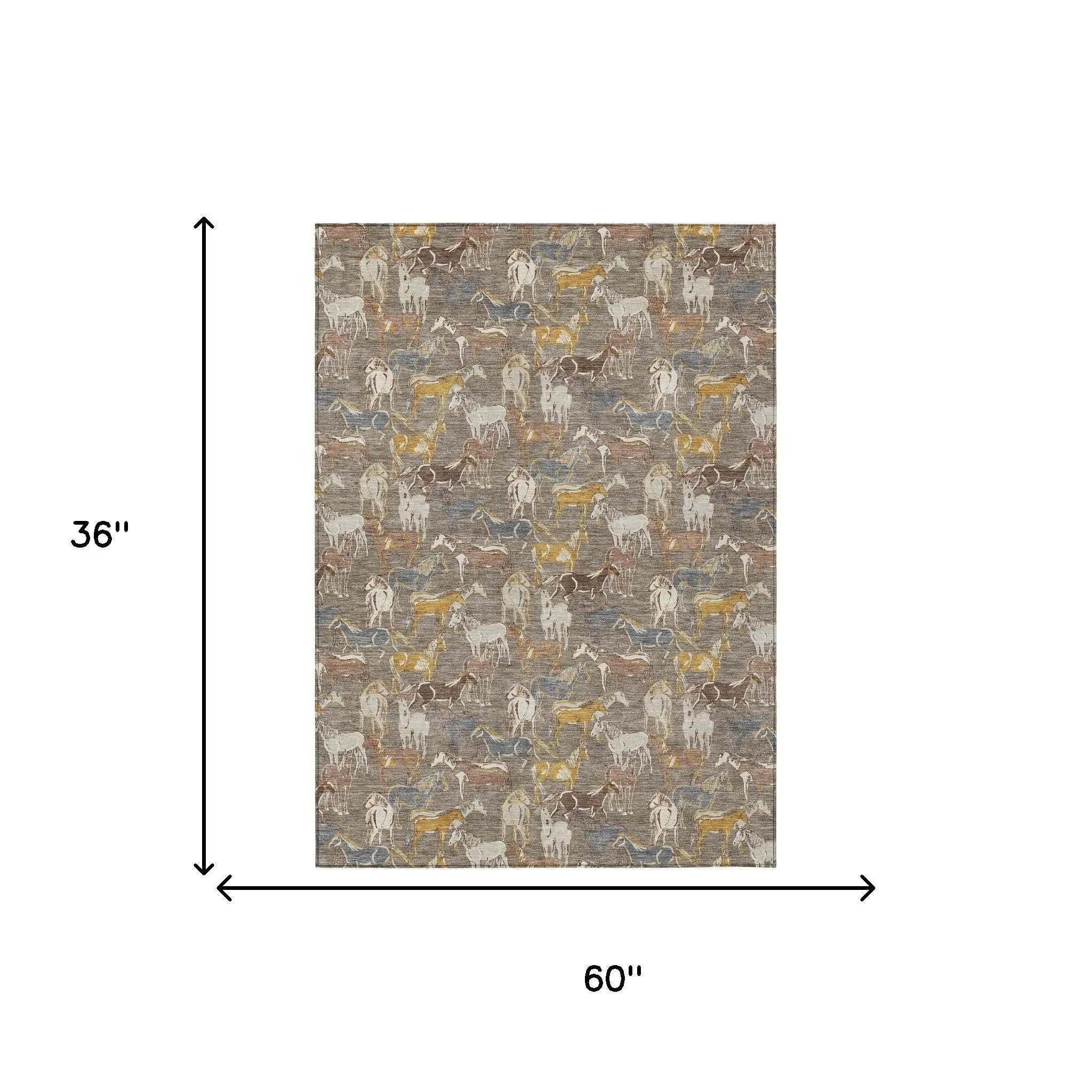 3' X 5' Taupe And Gray Horse Washable Indoor Outdoor Area Rug Homeroots Outdoor