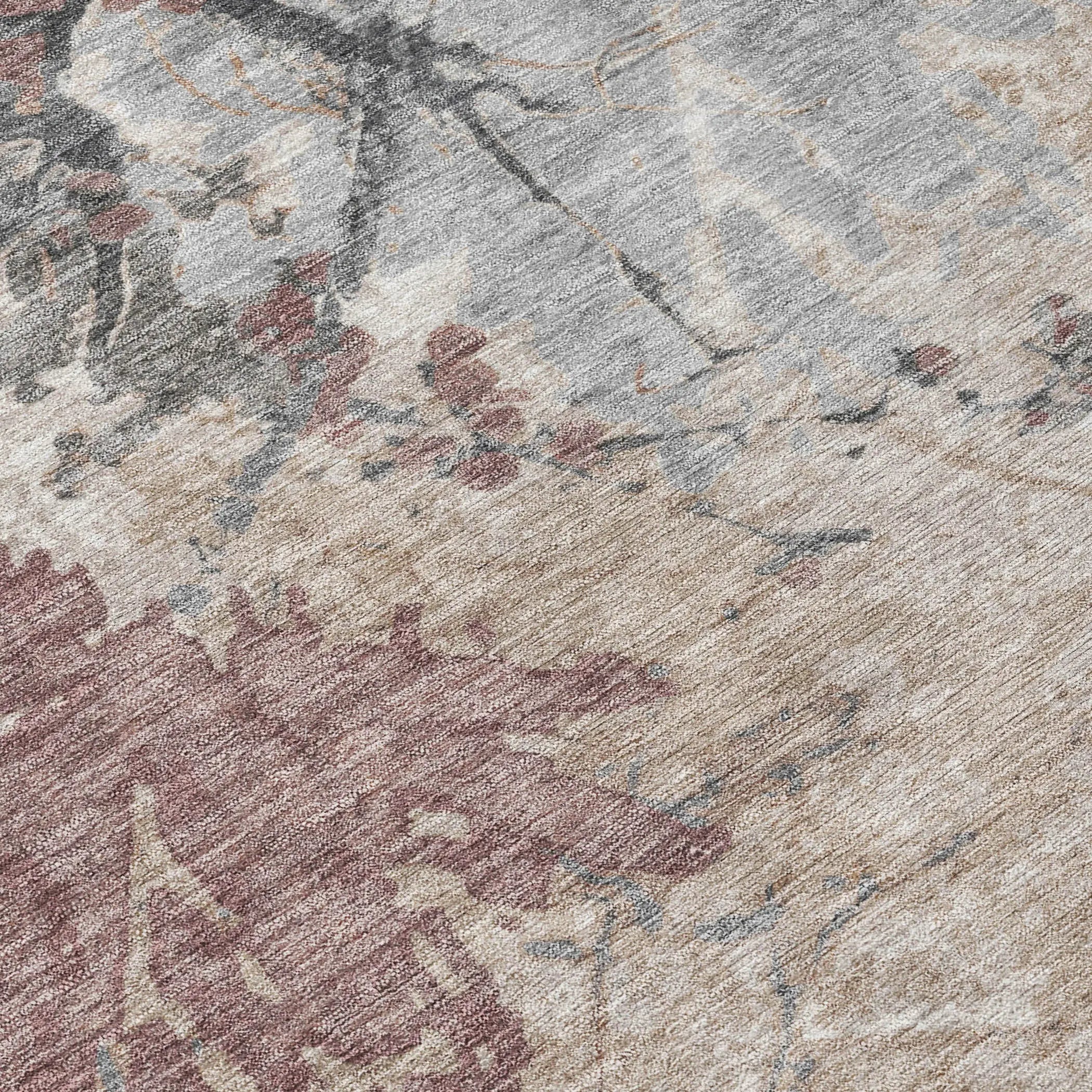 3' X 5' Taupe And Green Abstract Washable Indoor Outdoor Area Rug Homeroots Outdoor