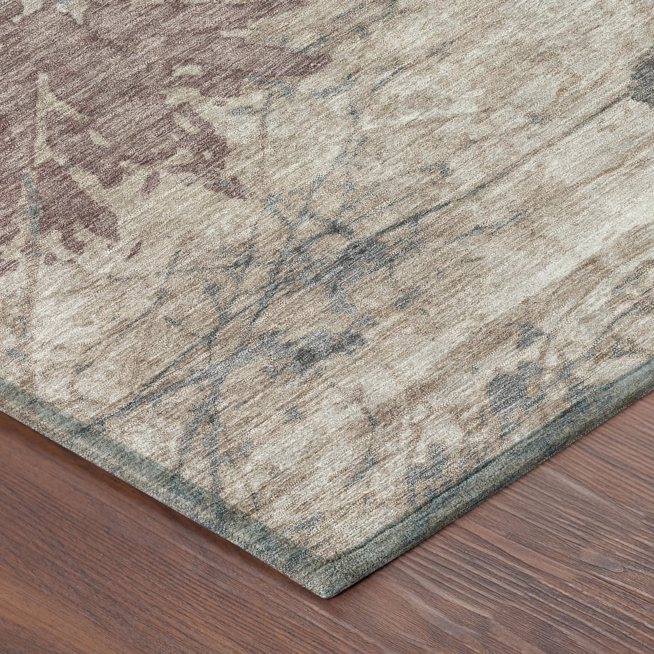 3' X 5' Taupe And Green Abstract Washable Indoor Outdoor Area Rug Homeroots Outdoor