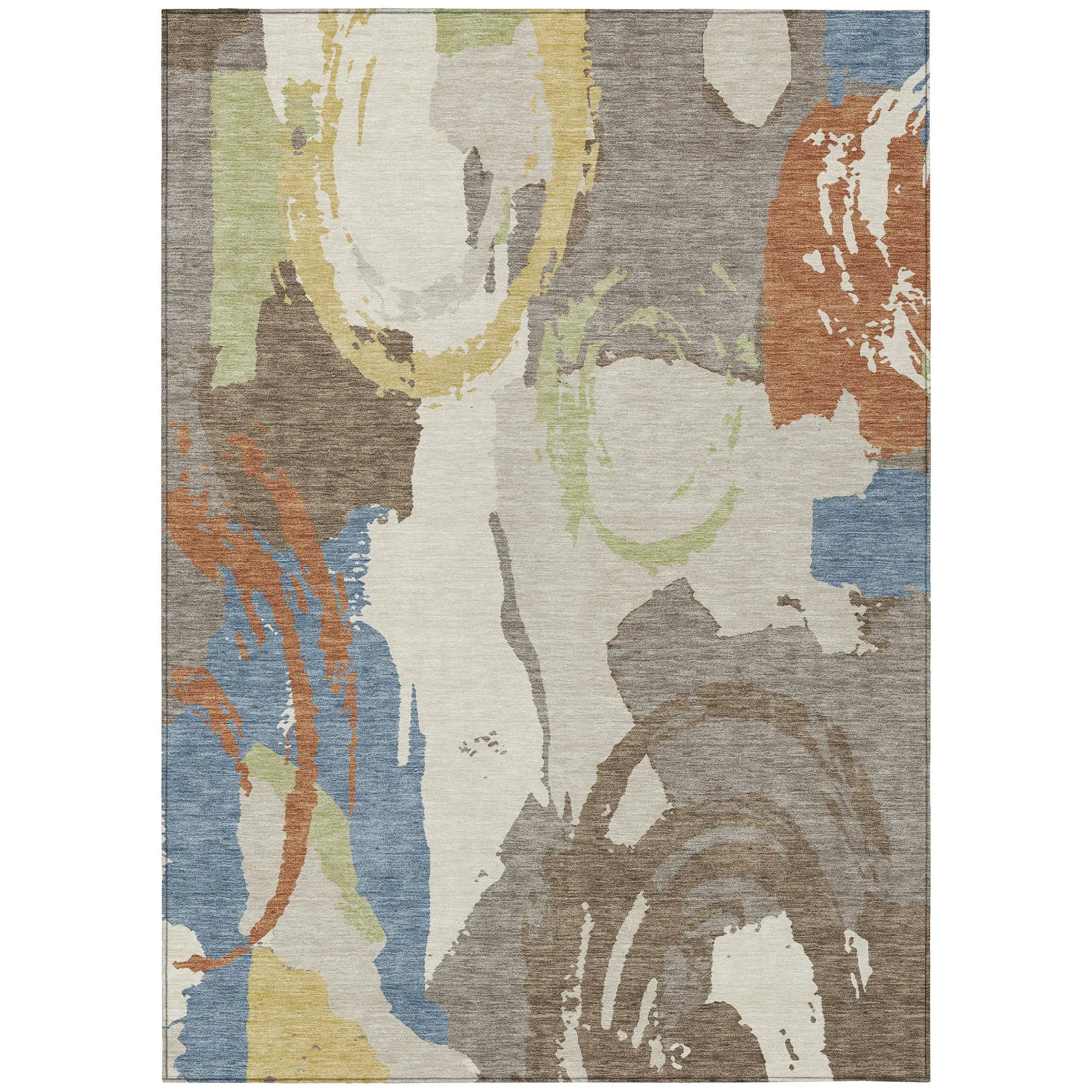 3' X 5' Taupe And Ivory Abstract Washable Indoor Outdoor Area Rug Homeroots Outdoor