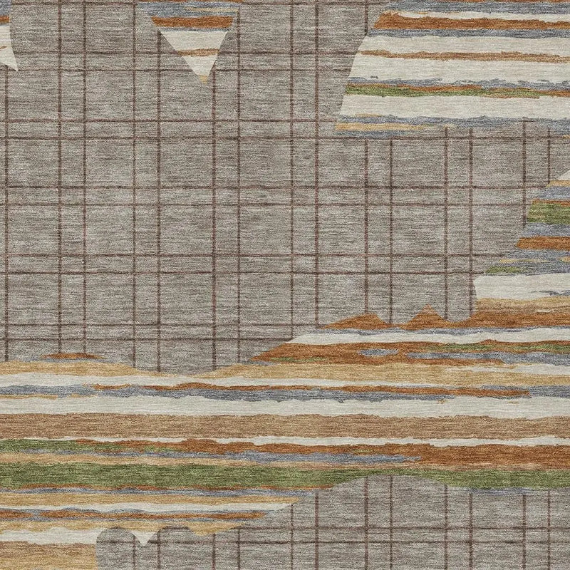 3' X 5' Taupe And Ivory Abstract Washable Indoor Outdoor Area Rug Homeroots Outdoor