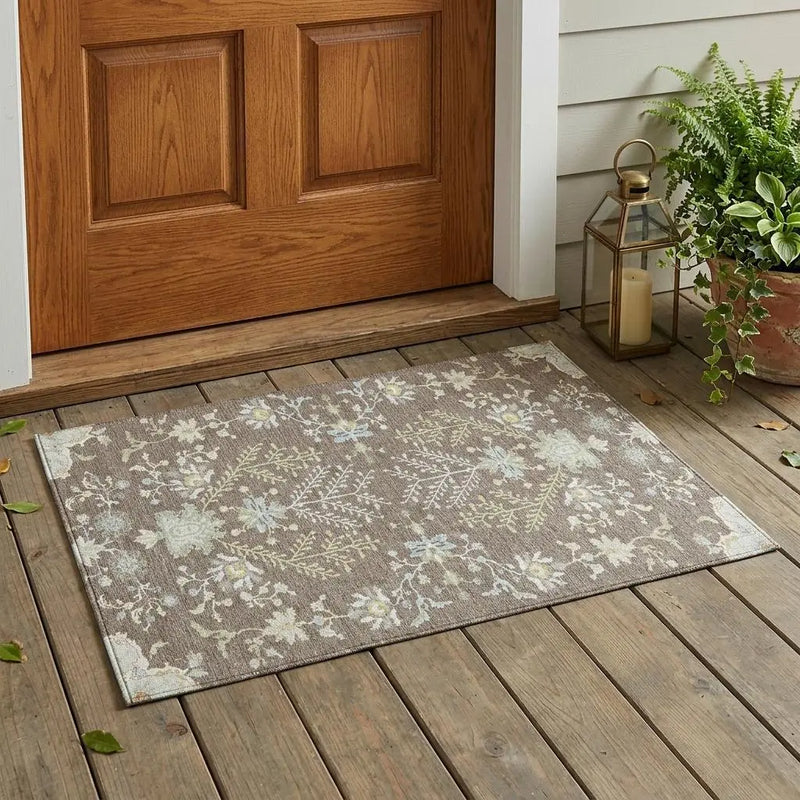 3' X 5' Taupe And Ivory Oriental Washable Indoor Outdoor Area Rug Homeroots Outdoor