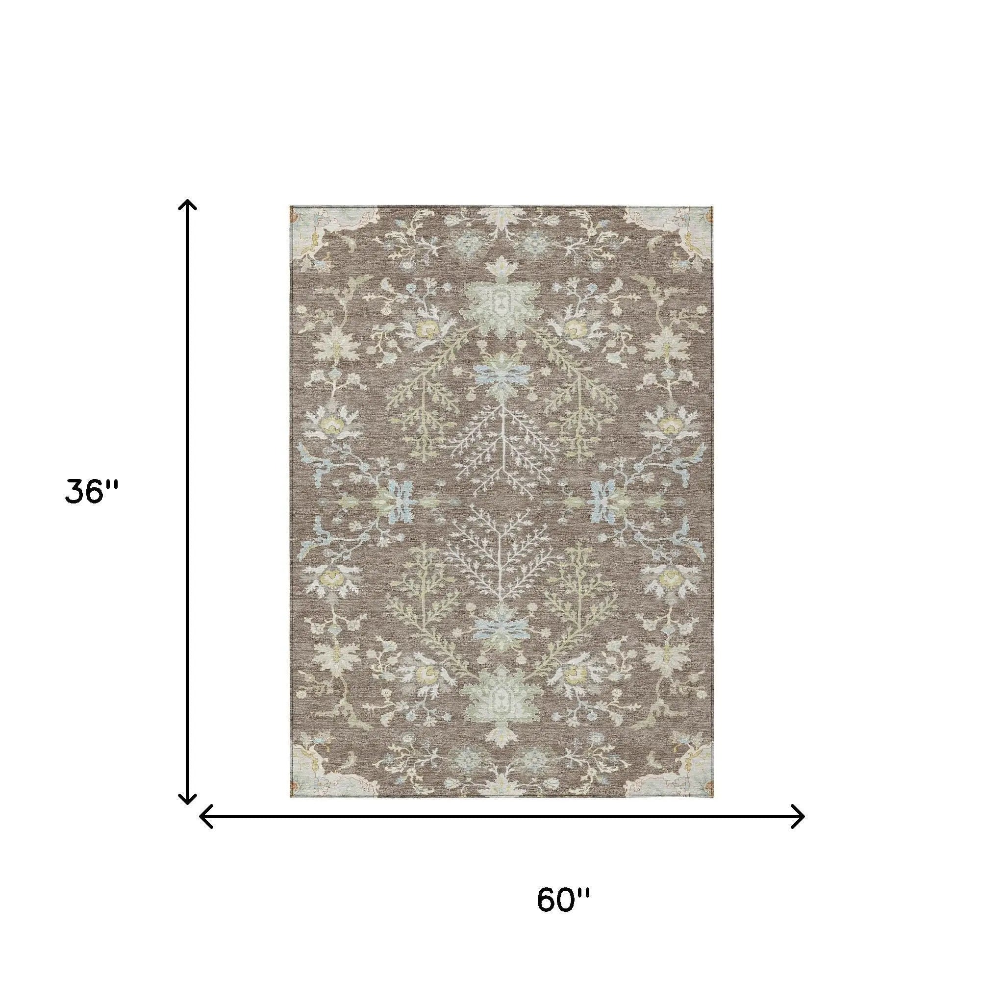 3' X 5' Taupe And Ivory Oriental Washable Indoor Outdoor Area Rug Homeroots Outdoor