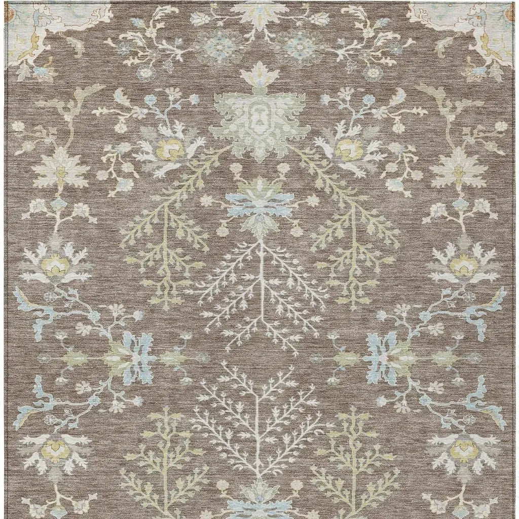 3' X 5' Taupe And Ivory Oriental Washable Indoor Outdoor Area Rug Homeroots Outdoor