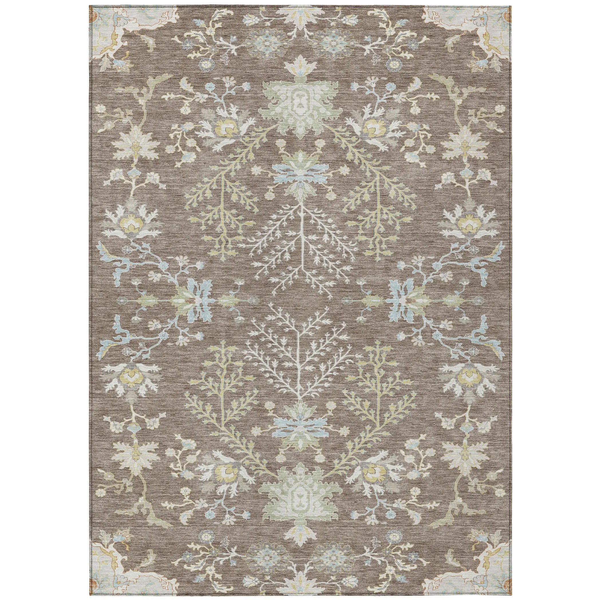 3' X 5' Taupe And Ivory Oriental Washable Indoor Outdoor Area Rug Homeroots Outdoor