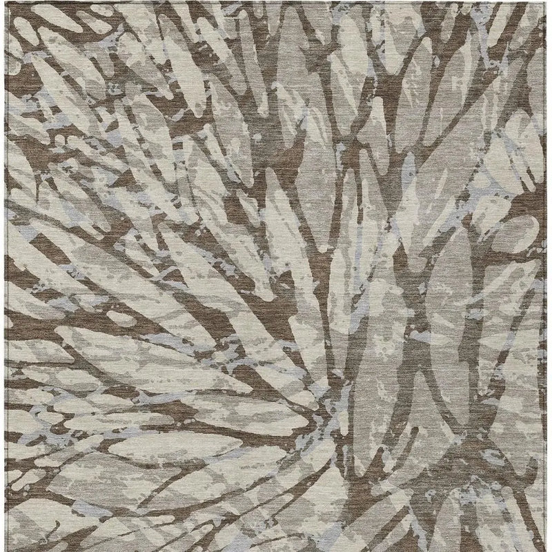 3' X 5' Taupe And Teal Blue Abstract Washable Indoor Outdoor Area Rug Homeroots Outdoor