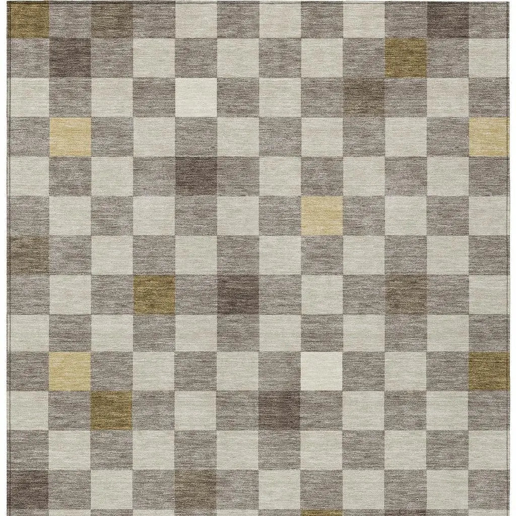 3' X 5' Taupe And Teal Blue Geometric Washable Indoor Outdoor Area Rug Homeroots Outdoor