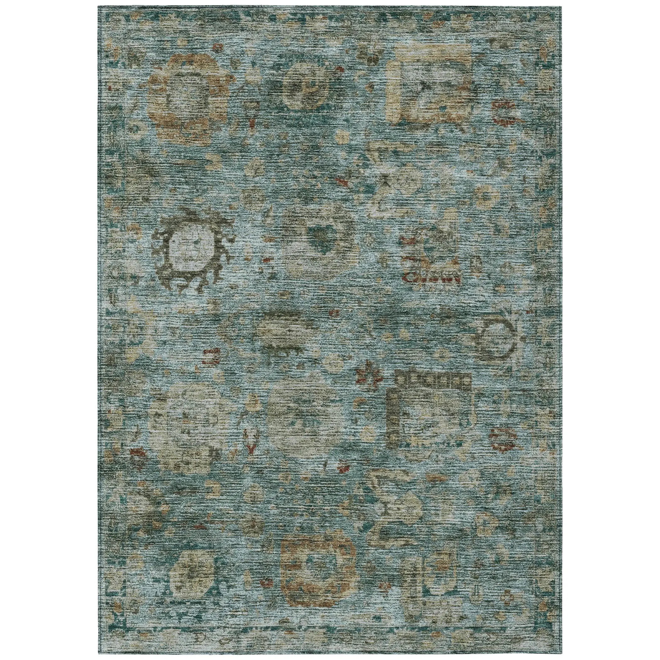 3' X 5' Teal Blue And Aqua Abstract Washable Indoor Outdoor Area Rug Homeroots Outdoor