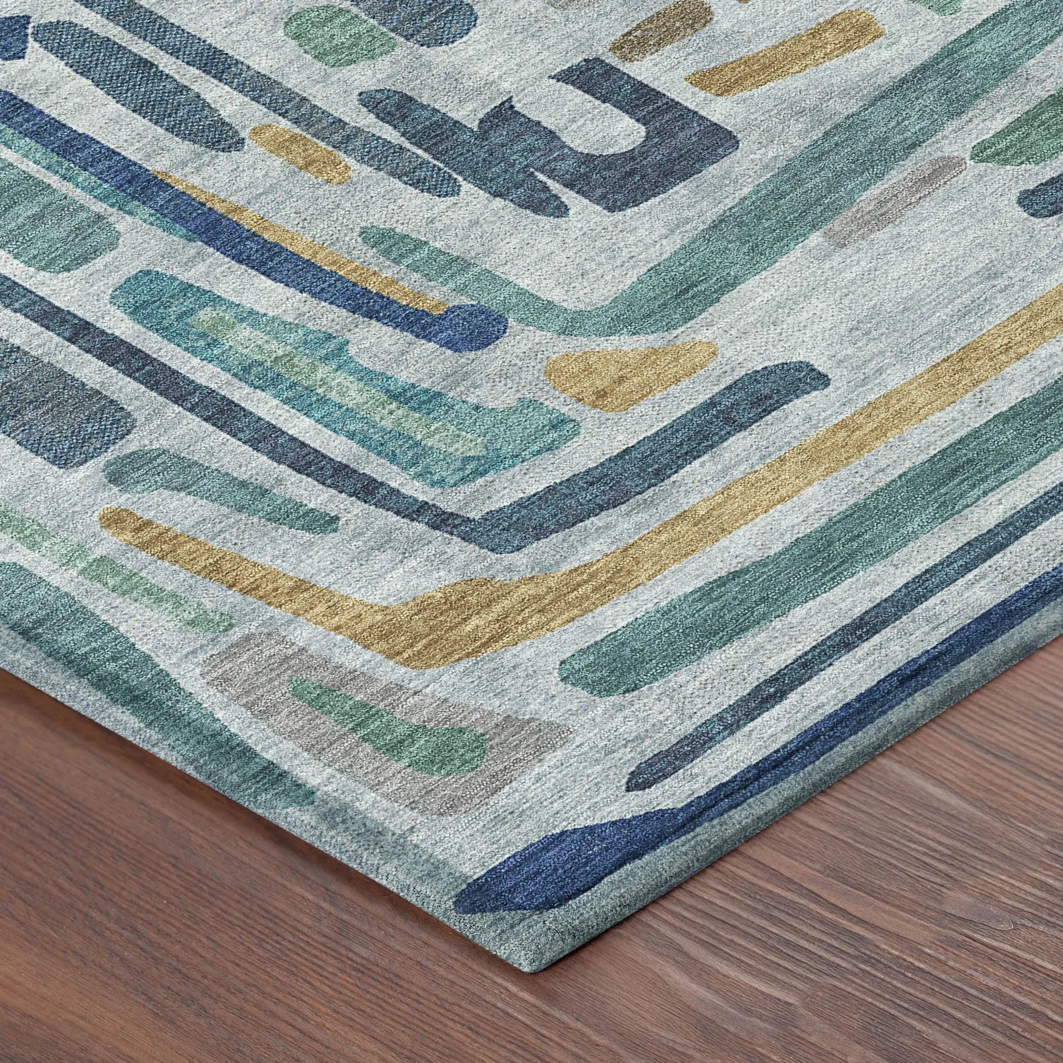 3' X 5' Teal Blue And Aqua Abstract Washable Indoor Outdoor Area Rug Homeroots Outdoor