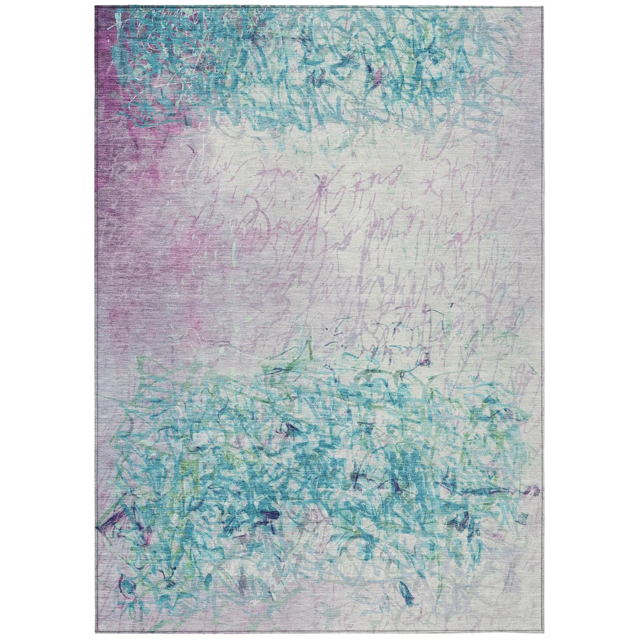 3' X 5' Teal Blue And Aqua Abstract Washable Indoor Outdoor Area Rug Homeroots Outdoor