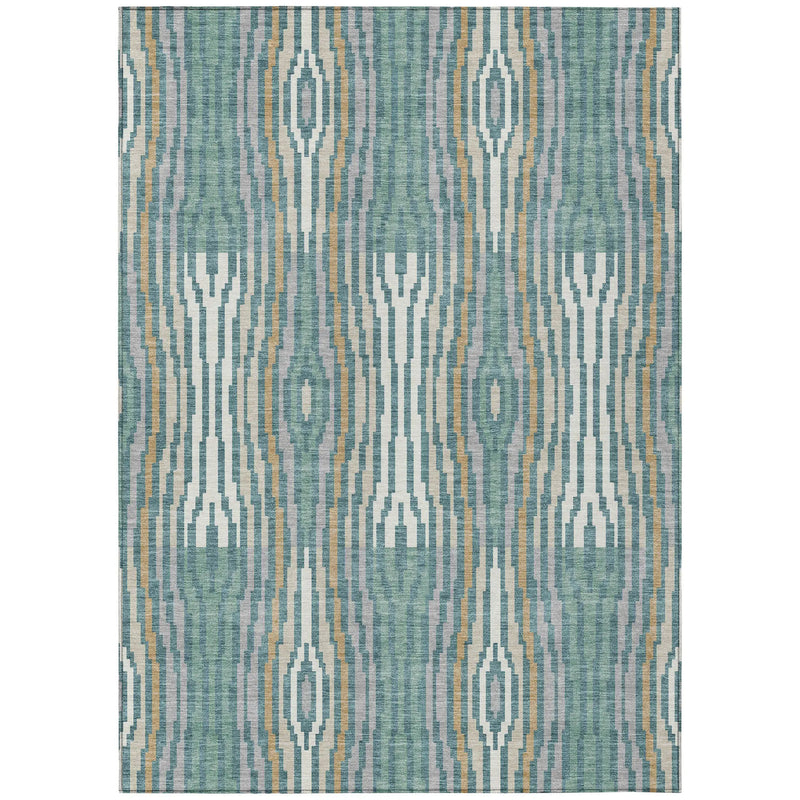 3' X 5' Teal Blue And Aqua Abstract Washable Indoor Outdoor Area Rug Homeroots Outdoor