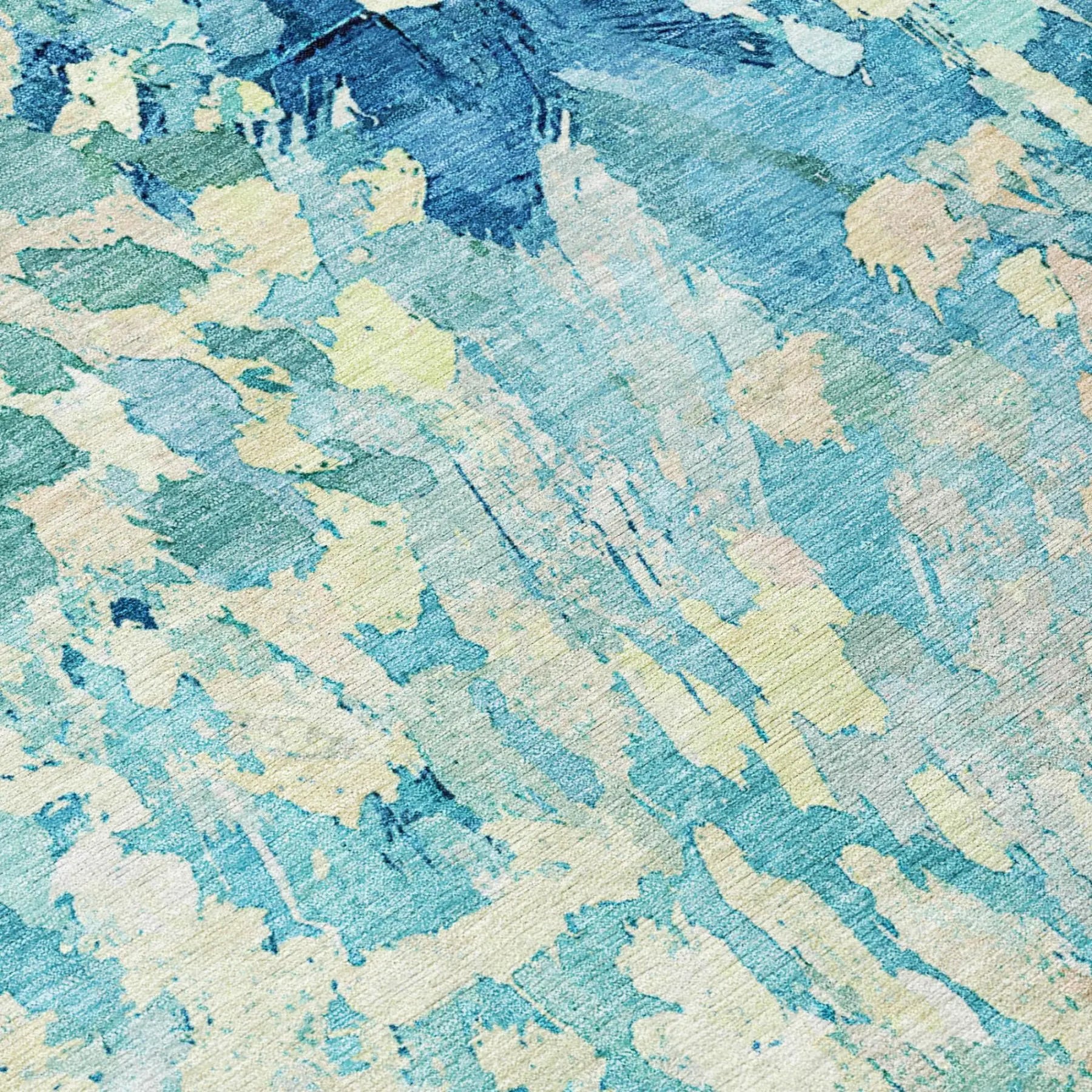 3' X 5' Teal Blue And Aqua Abstract Washable Indoor Outdoor Area Rug Homeroots Outdoor