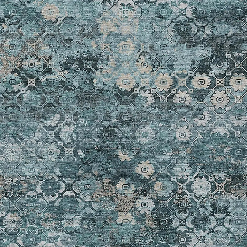 3' X 5' Teal Blue And Aqua Abstract Washable Indoor Outdoor Area Rug Homeroots Outdoor