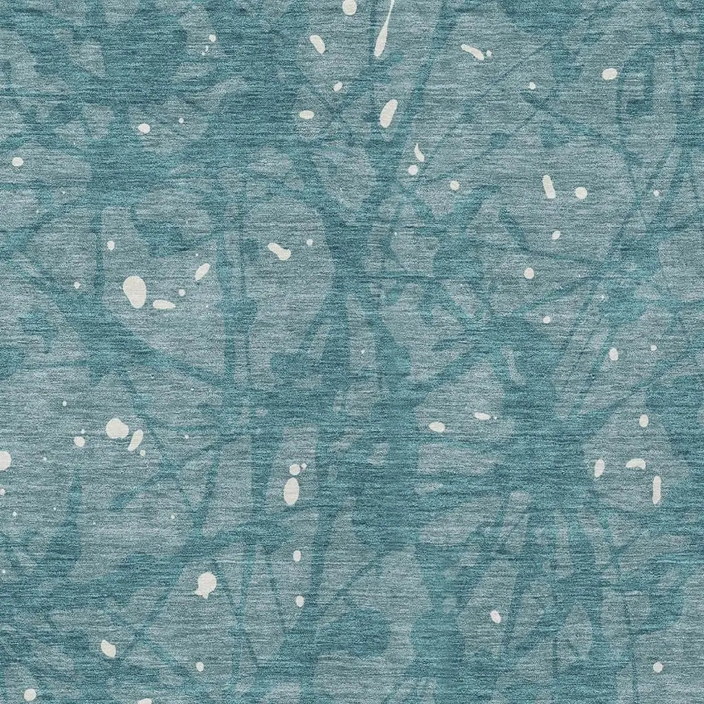 3' X 5' Teal Blue And Aqua Abstract Washable Indoor Outdoor Area Rug Homeroots Outdoor