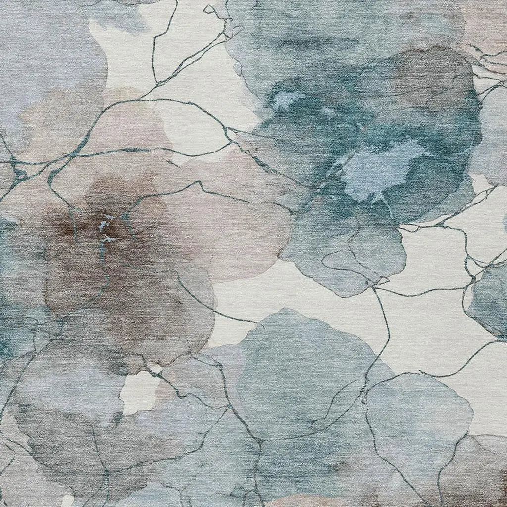3' X 5' Teal Blue And Aqua Abstract Washable Indoor Outdoor Area Rug Homeroots Outdoor