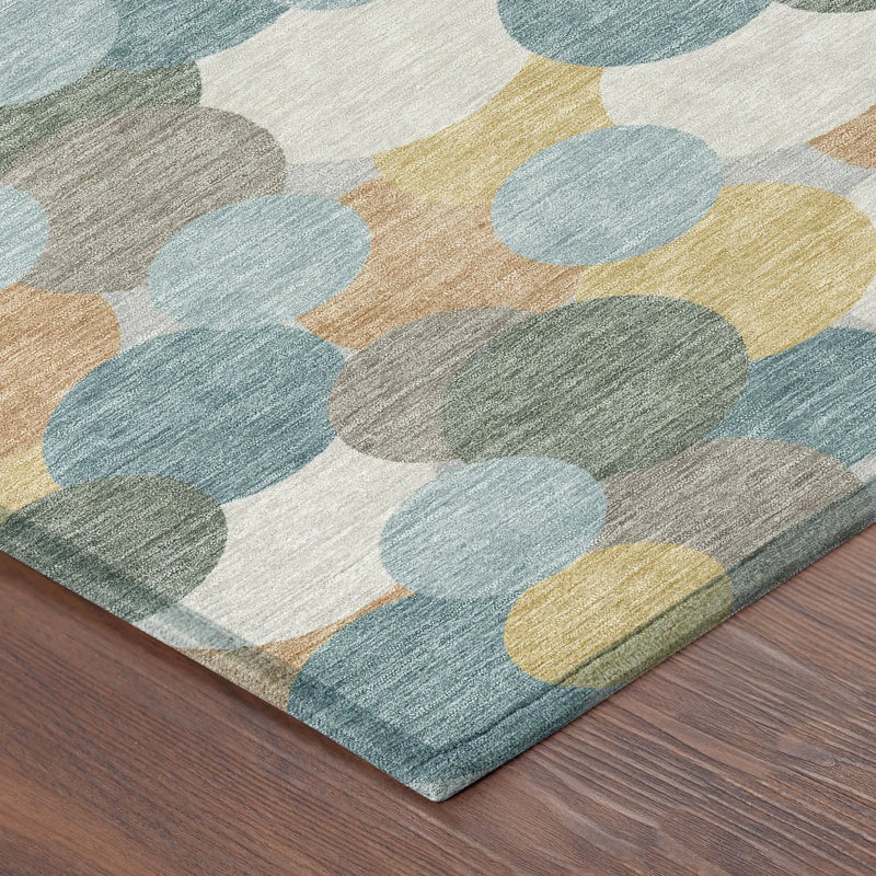 3' X 5' Teal Blue And Aqua Geometric Washable Indoor Outdoor Area Rug Homeroots Outdoor