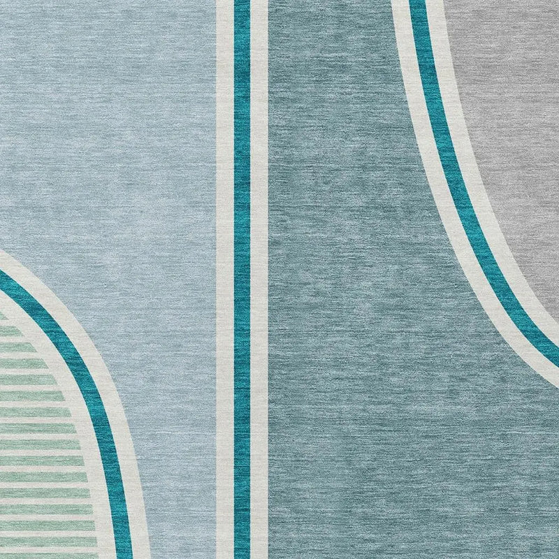 3' X 5' Teal Blue And Aqua Geometric Washable Indoor Outdoor Area Rug Homeroots Outdoor