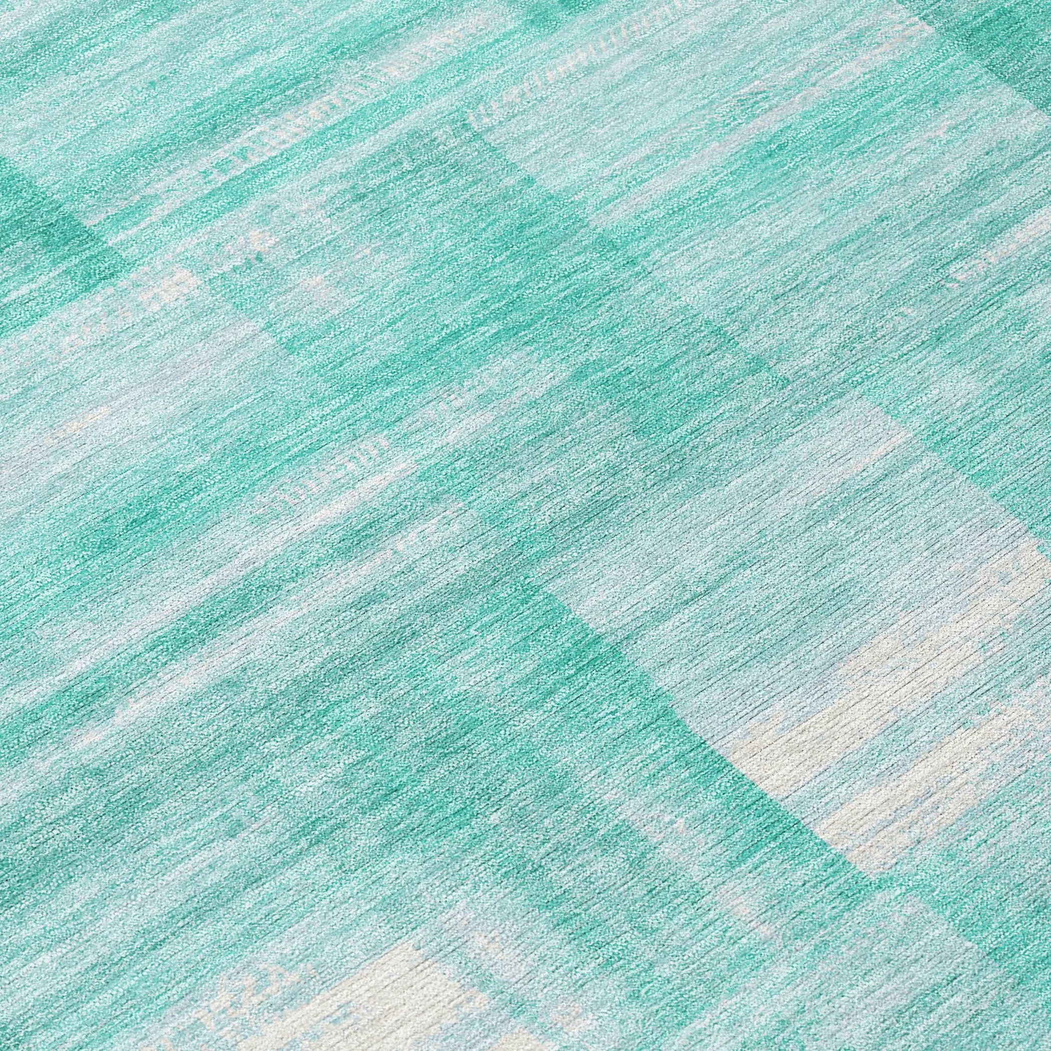 3' X 5' Teal Blue And Aqua Striped Washable Indoor Outdoor Area Rug Homeroots Outdoor