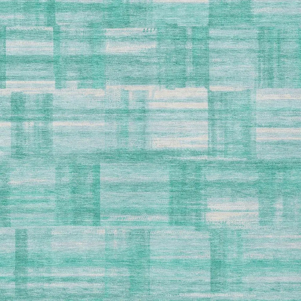 3' X 5' Teal Blue And Aqua Striped Washable Indoor Outdoor Area Rug Homeroots Outdoor