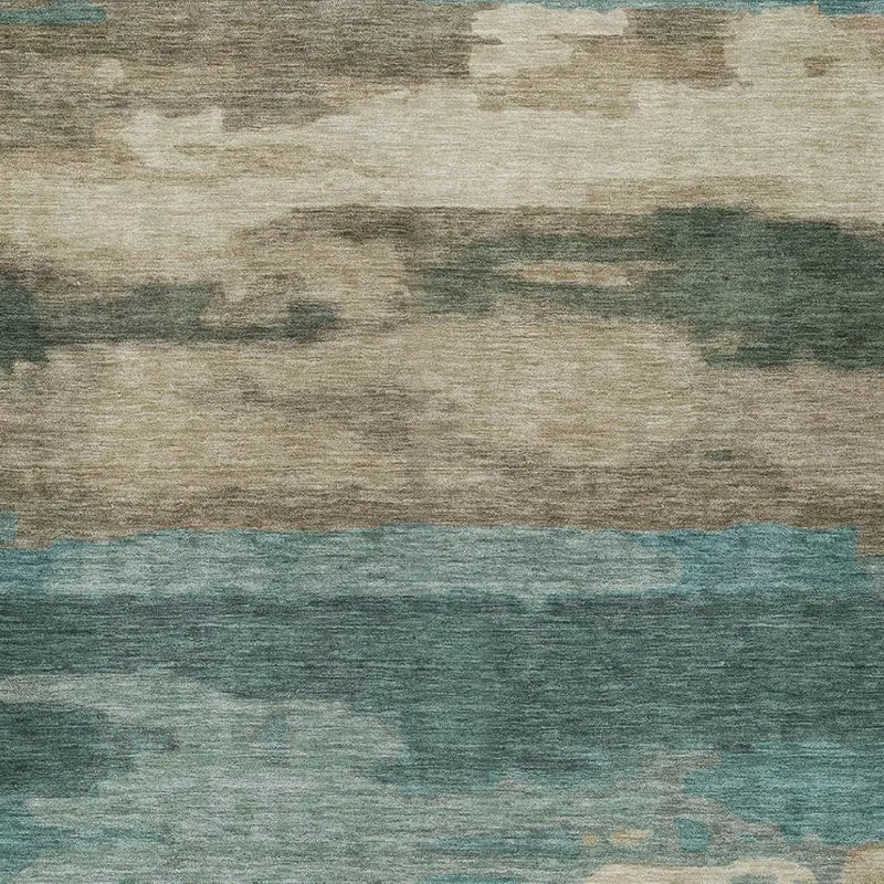 3' X 5' Teal Blue And Beige Abstract Washable Indoor Outdoor Area Rug Homeroots Outdoor