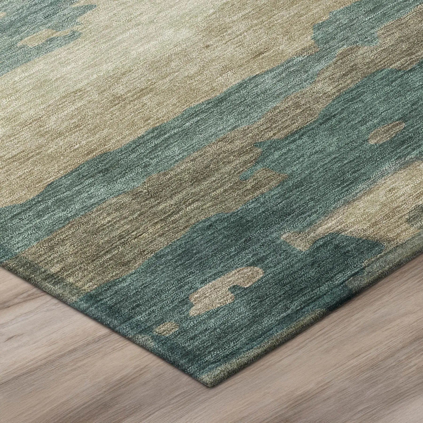 3' X 5' Teal Blue And Beige Abstract Washable Indoor Outdoor Area Rug Homeroots Outdoor